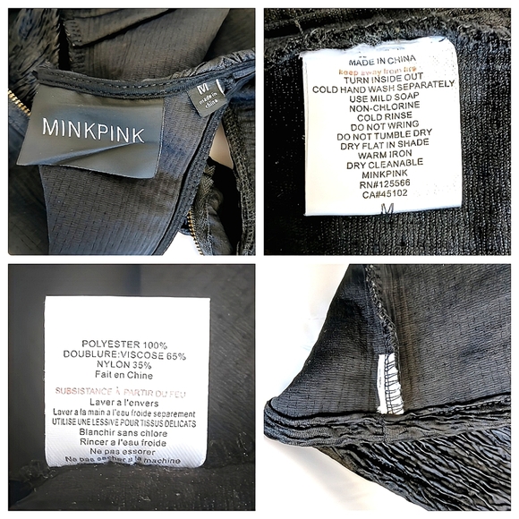 MINKPINK Black Cutout Mini Dress Textured Size M Sexy Sleeveless Zippered Back - Picture 6 of 6
